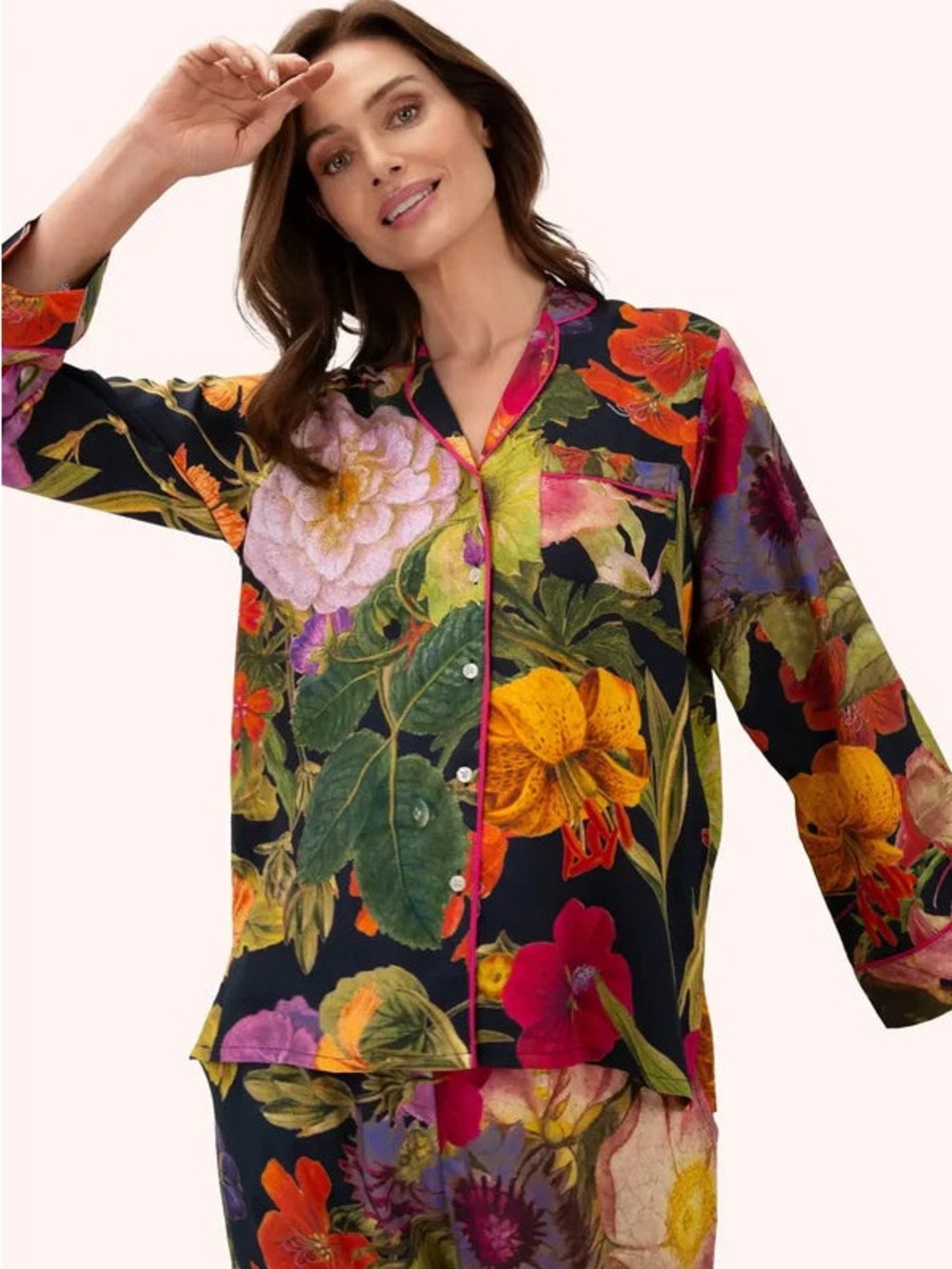 Powder Design Limited Midnight Posy PJ Set Floral Long Sleeves Womens Size M